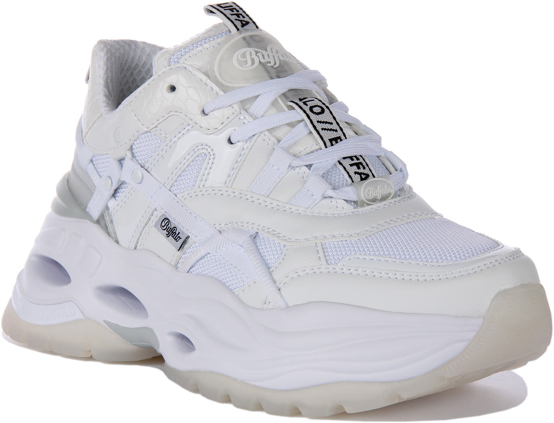 Buffalo Triplet Hollow Trainers In White For Women