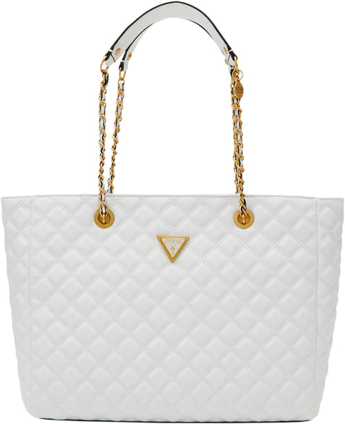 Guess Guilly Quilted Tote Bag In White For Women