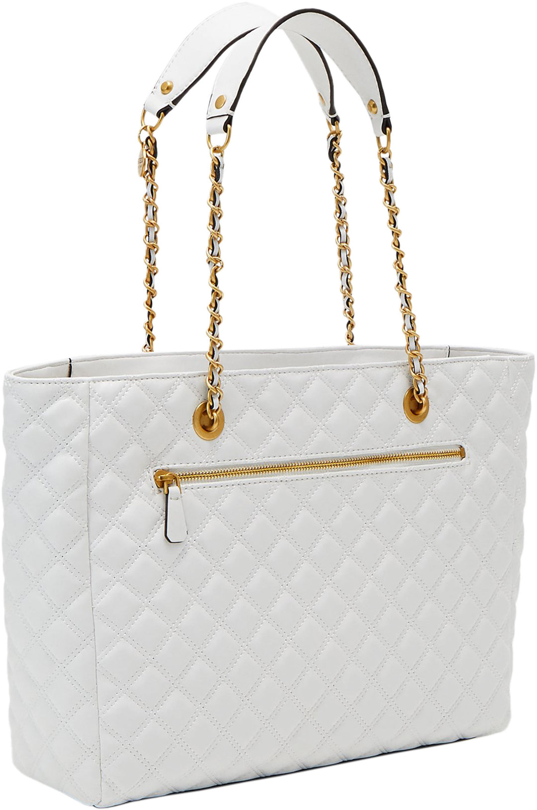 Guess Guilly Quilted Tote Bag In White For Women