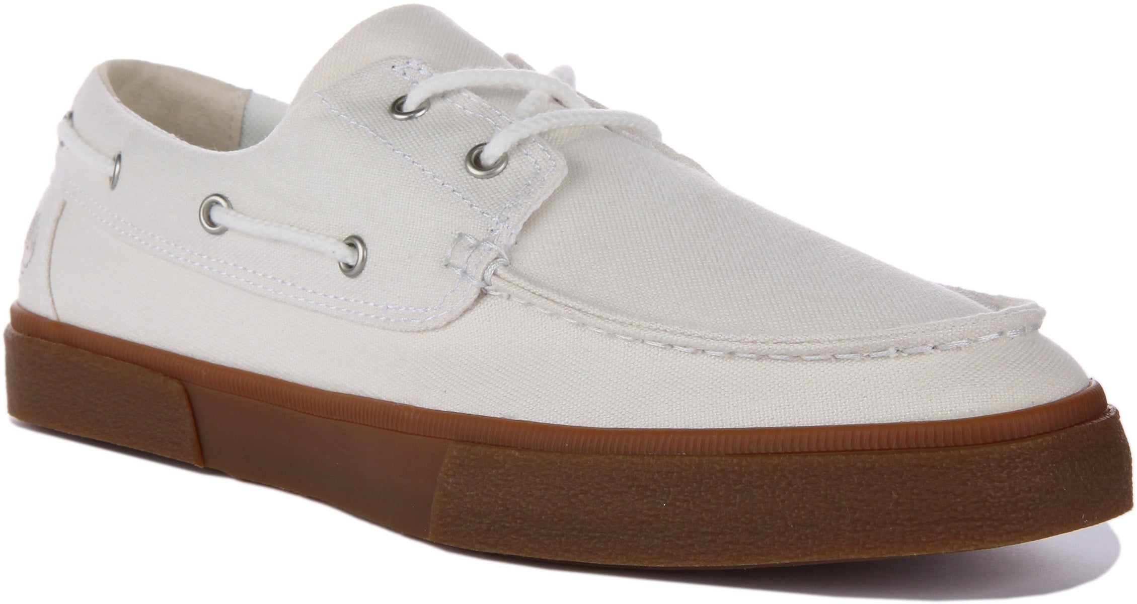 White canvas shop boat shoes