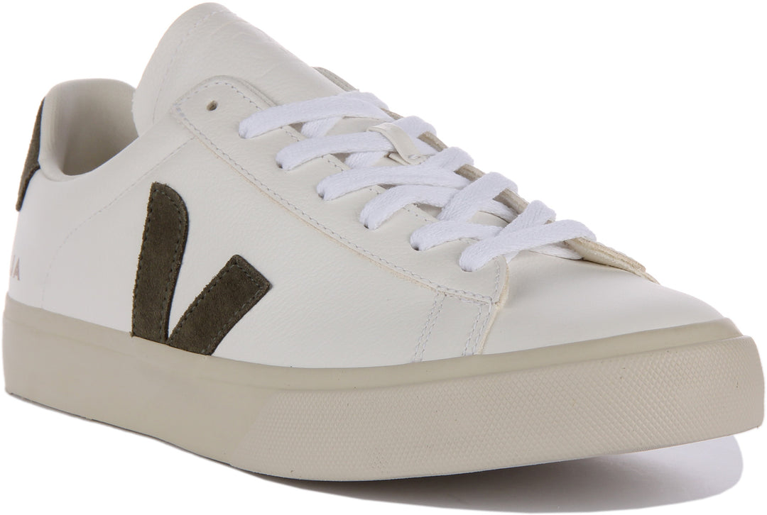 Veja Campo Zapatillas con cordones chromefree de piel para mujer en blanco