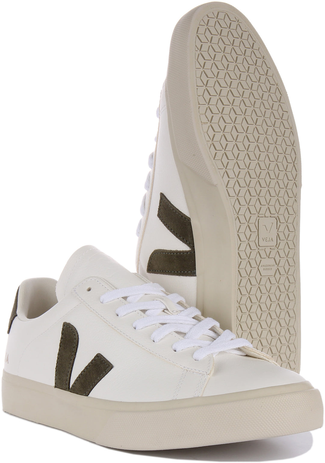 Veja Campo Zapatillas con cordones chromefree de piel para mujer en blanco