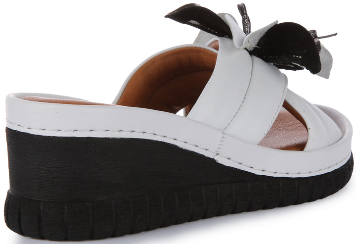 JUSTINREESS Ariel Sandalo con zeppa comfort in pelle da donna in bianco