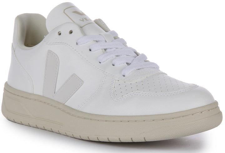 Veja V10 CWL Zapatillas con cordones de piel sintética para mujer en blanco