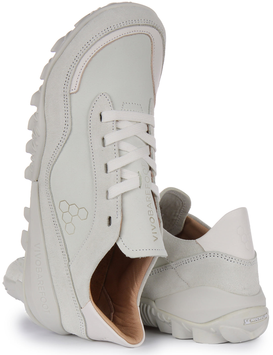 Vivobarefoot Novus Baskets à lacets en cuir chrome free bio pour femmes en blanc