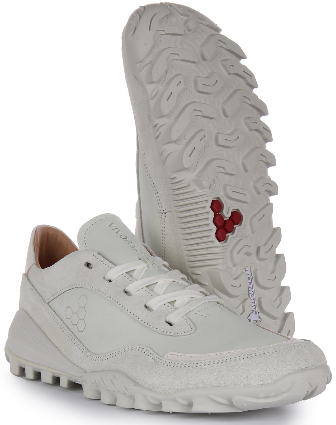 Vivobarefoot Novus Scarpe da ginnastica allacciate in pelle cromo free bio da donna in bianco