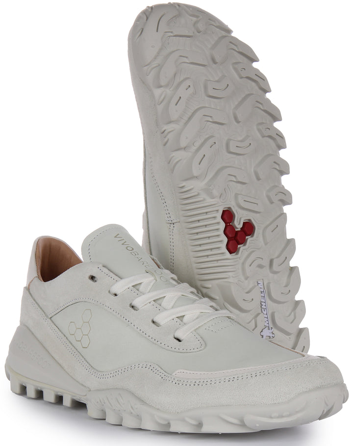 Vivobarefoot Novus Zapatillas con cordones cromo free bio de piel para mujer en blanco