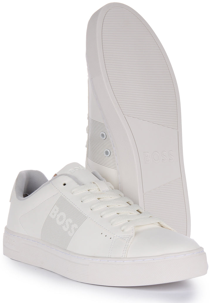 Boss Rhys Tenn PPR N Baskets synthétiques à lacets pour hommes en blanc