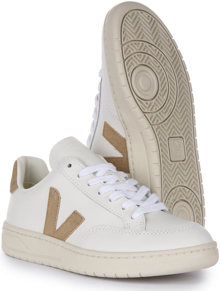 Veja V12 Zapatillas con cordones de piel para mujer en blanco