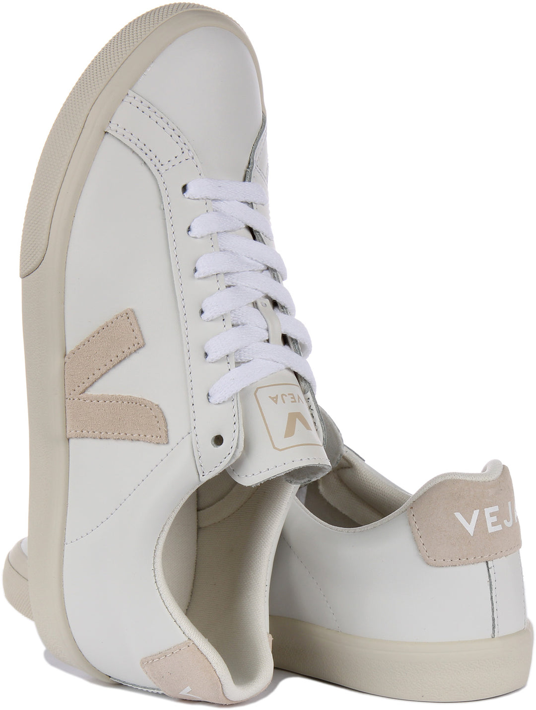 Veja Esplar Logo In White Beige For Women Smooth Leather Trainer