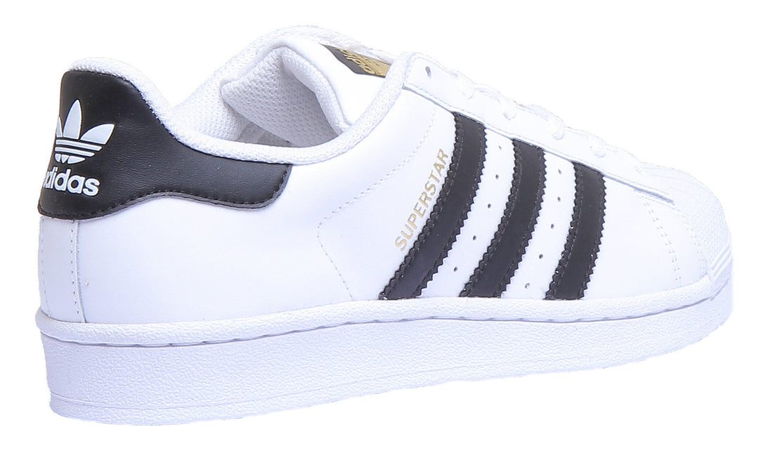 Adidas Superstar Leather Trainers In White Black For Women