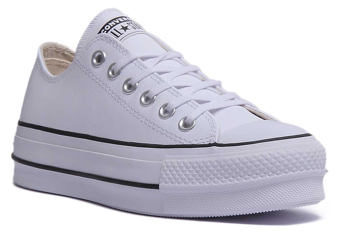 Scarpe Converse Pelle Converse Platform Nere Con Cuciture Bianche