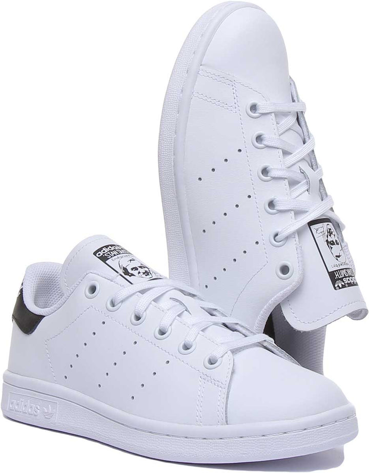 Adidas Stan Smith Leather Trainers In White Black For Youth