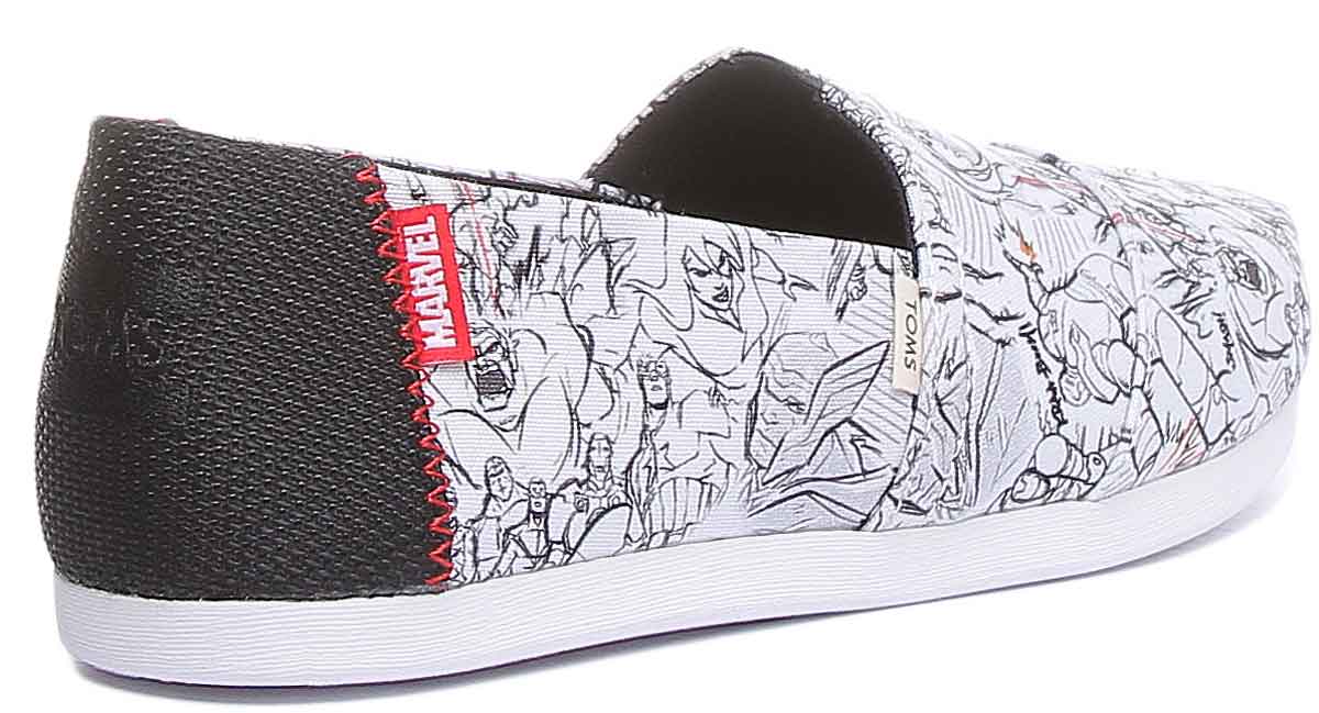 Toms X Marvel Classic Slip On In White Black Concept Art