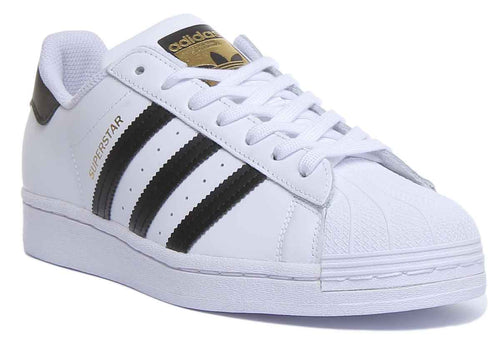 Adidas Superstar Leather Trainers In White Black For Men