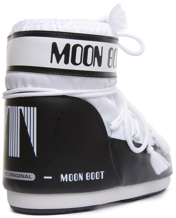 Moon Boot Classic Low 2 Bottines Synthétiques pour Femmes en Blanc et Noir 