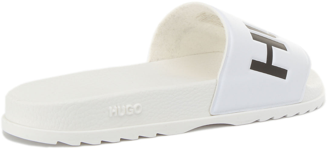 Hugo Match Sliders In White Black For Men