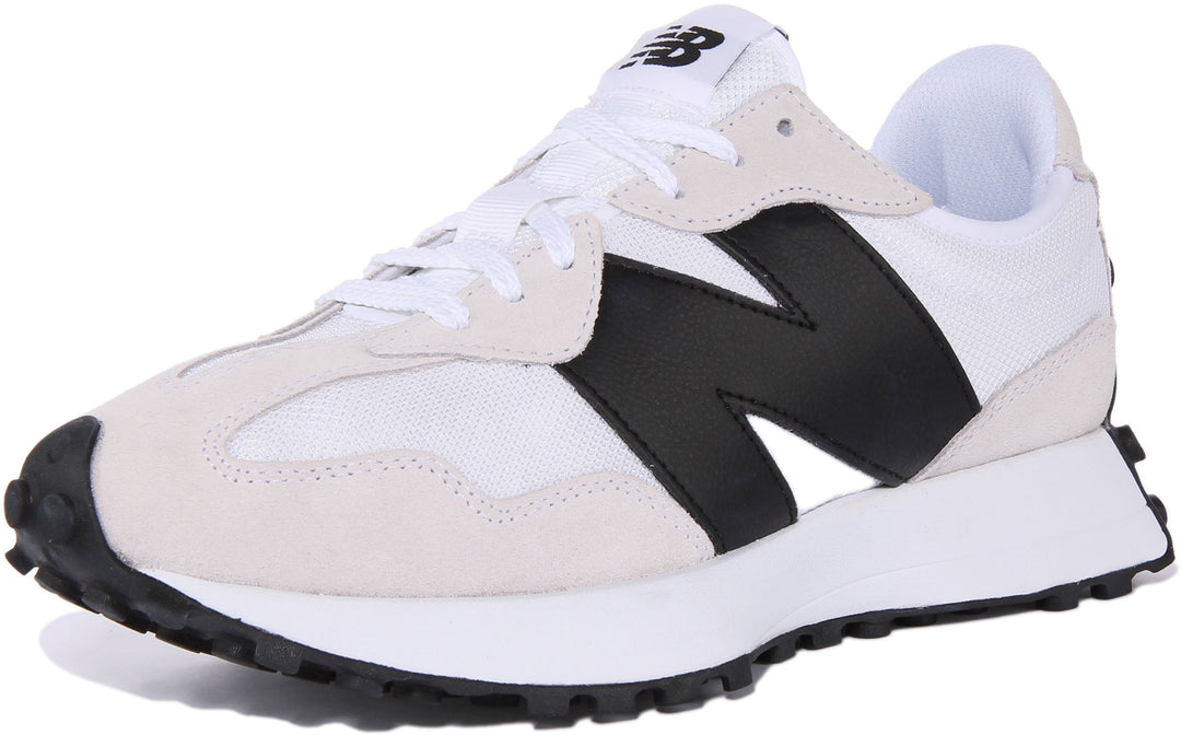 New Balance MS 327 CWB In White Black Lace up Retro Trainers