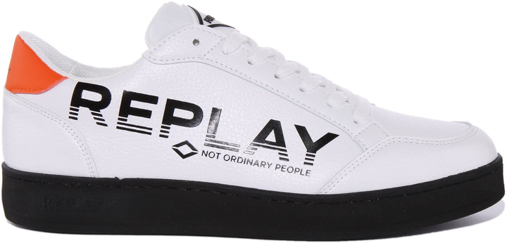 Replay Bring Print Zapatillas de deporte sintéticas con cordones para hombre en blanco negro