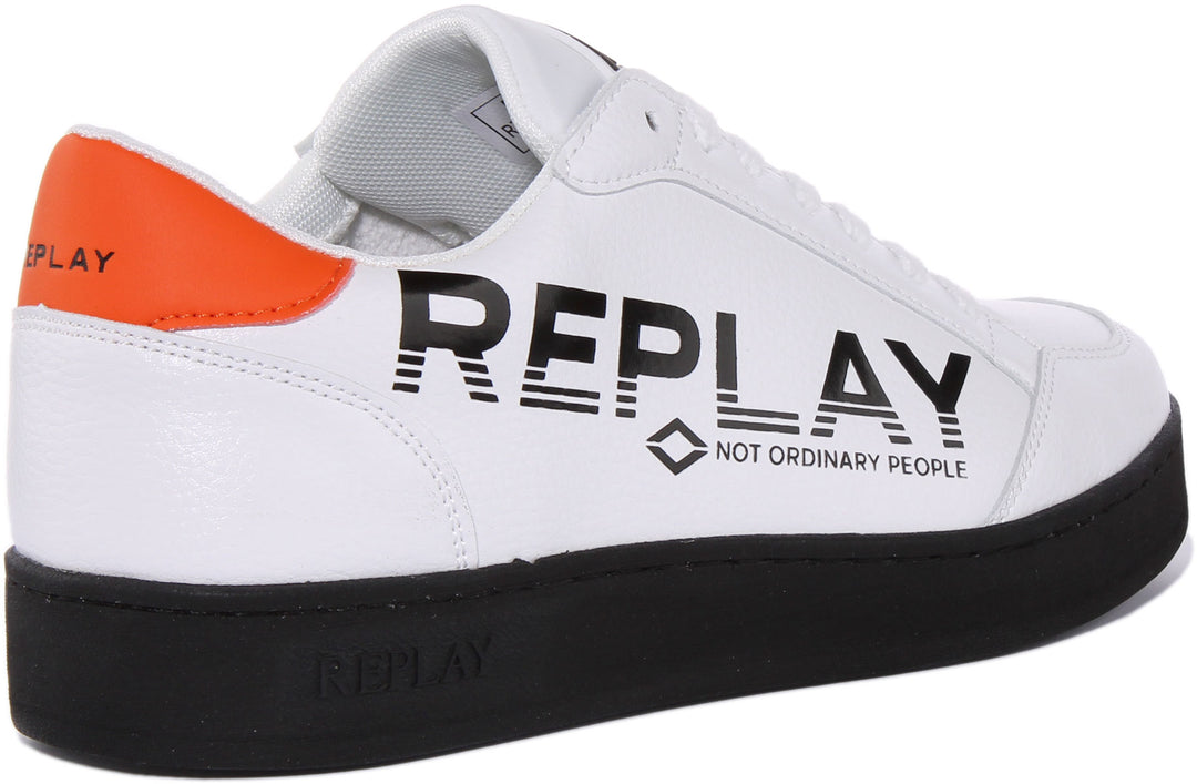 Replay Bring Print Zapatillas de deporte sintéticas con cordones para hombre en blanco negro