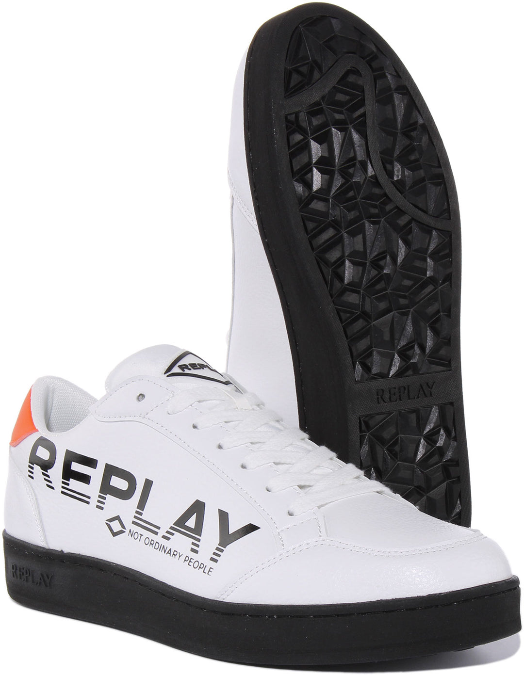 REPLAY Bring Print Leather Sneakers - White