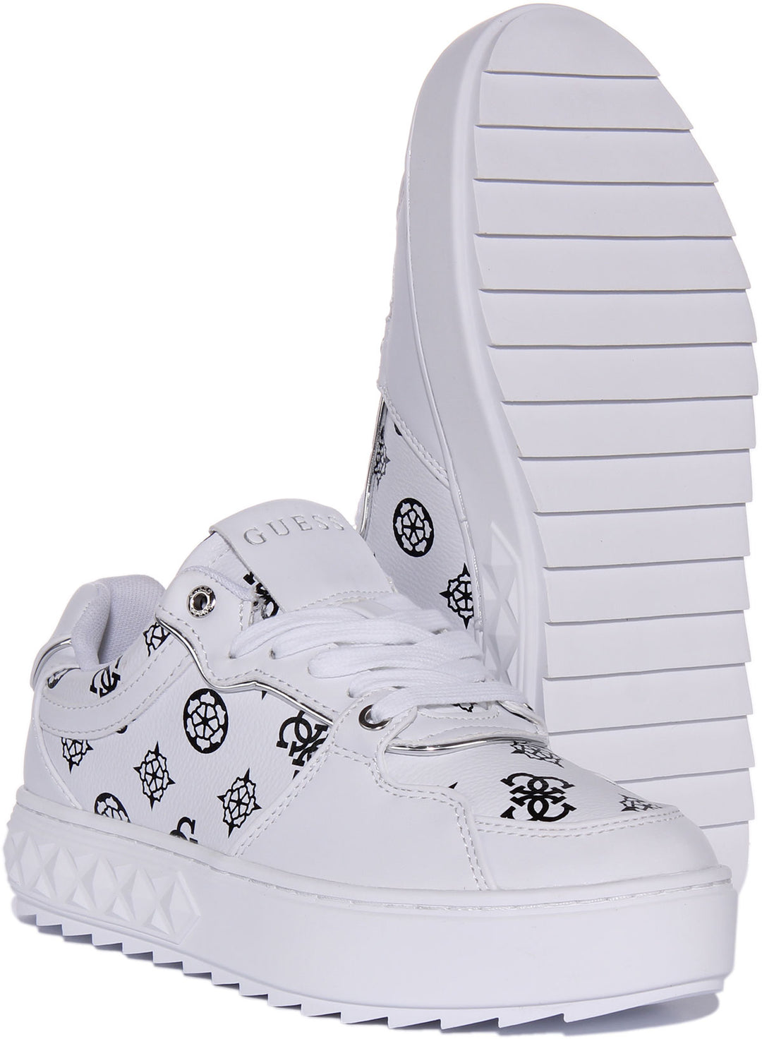 Guess Fiena Trainers In White Black For Women