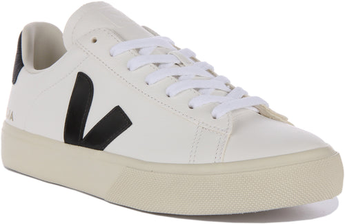 Veja Campo Scarpe da ginnastica allacciate in pelle chromefree da donna in bianco nero