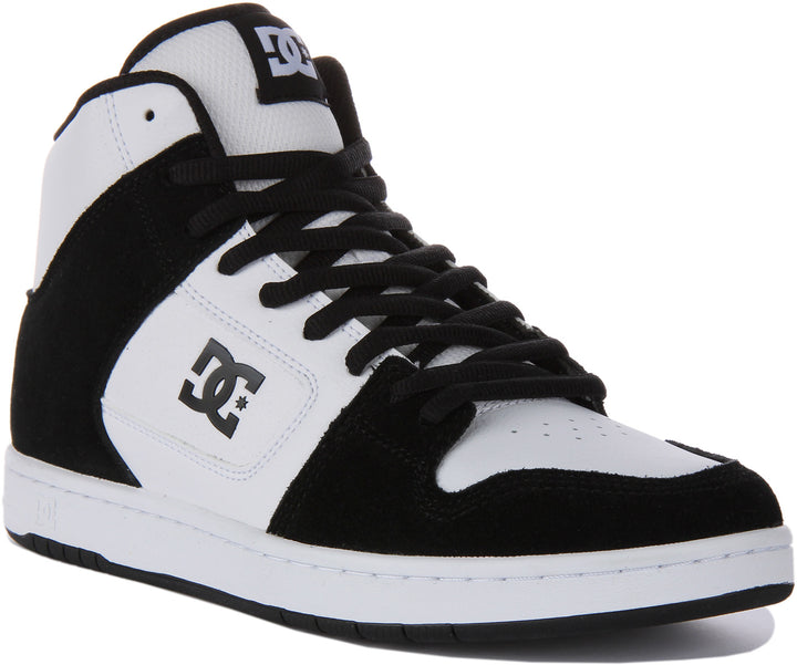 DC Shoes Manteca 4 Hi Scarpe da ginnastica allacciate in pelle da uomo in bianco nero