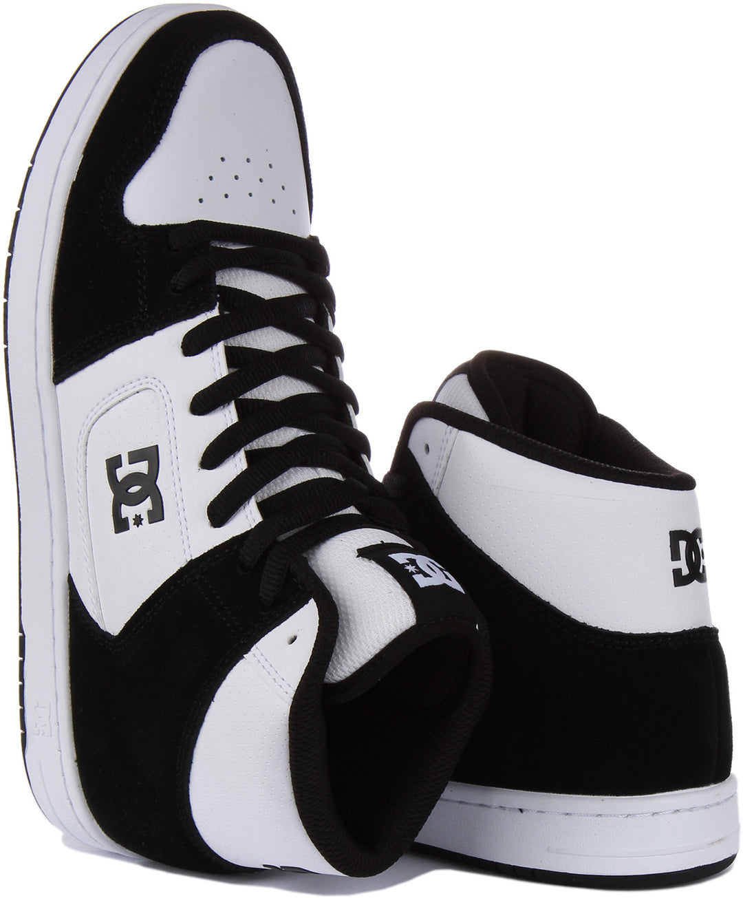 DC Shoes Manteca 4 Hi Herren Schnürung Leder Turnschuhe Weiß Schwarz