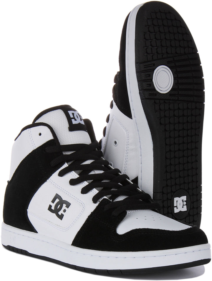 DC Shoes Manteca 4 Hi Baskets à lacets en cuir pour hommes en blanc noir