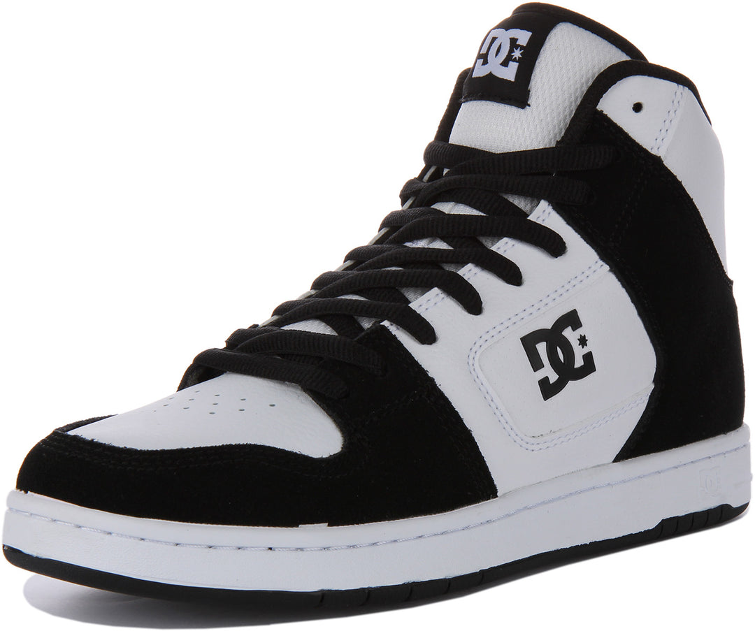 DC Shoes Manteca 4 Hi Scarpe da ginnastica allacciate in pelle da uomo in bianco nero