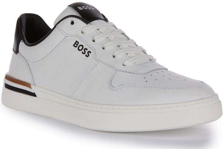 Boss Clint Tenn LTVP Zapatillas con cordones en piel cupsole para hombre en blanco negro