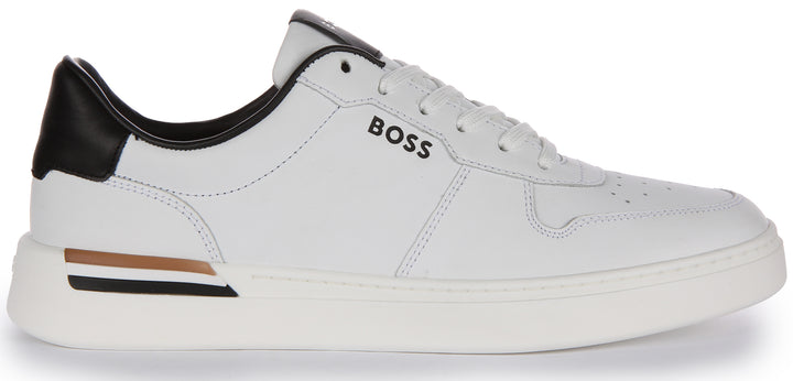 Boss Clint Tenn LTVP Zapatillas con cordones en piel cupsole para hombre en blanco negro