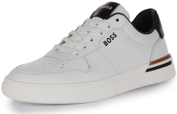 Boss Clint Tenn LTVP Zapatillas con cordones en piel cupsole para hombre en blanco negro