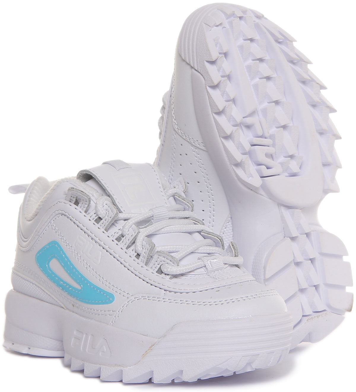 Fila Disruptor Ii In White Blue For Kids 4feetshoes