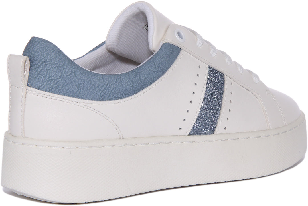 Geox D Skyely Platform In White Blue For Women