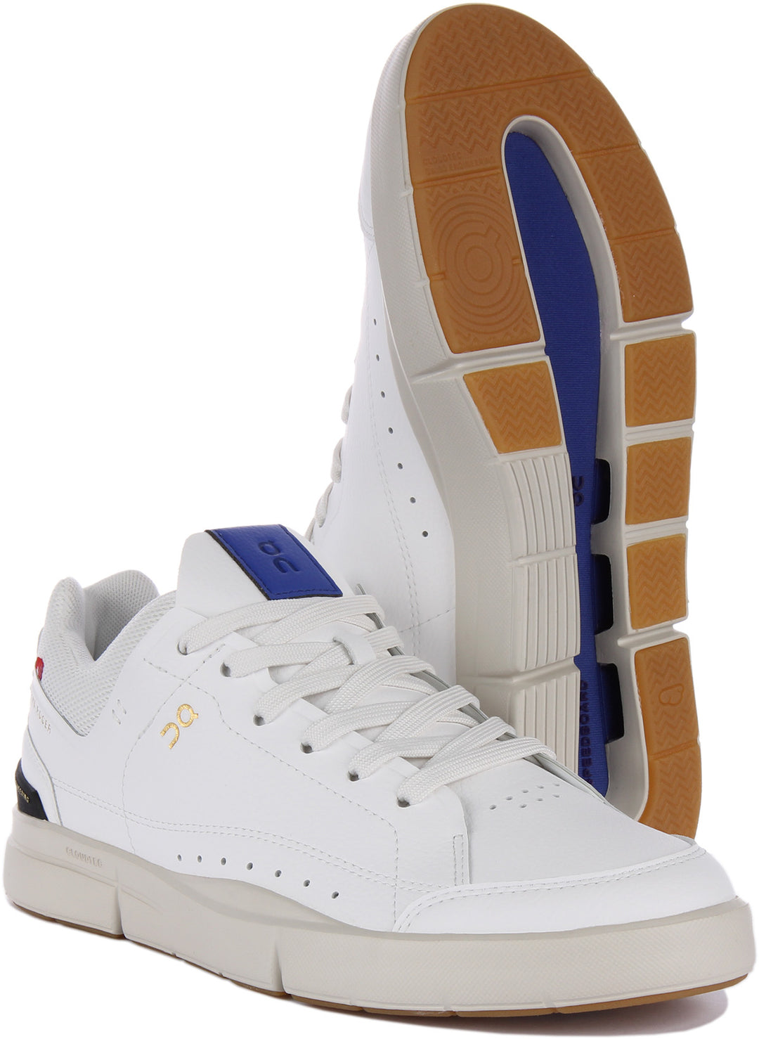 On Running The Roger Centre Court Scarpe da ginnastica in pelle vegana ispirate al tennis da uomo in bianco blu