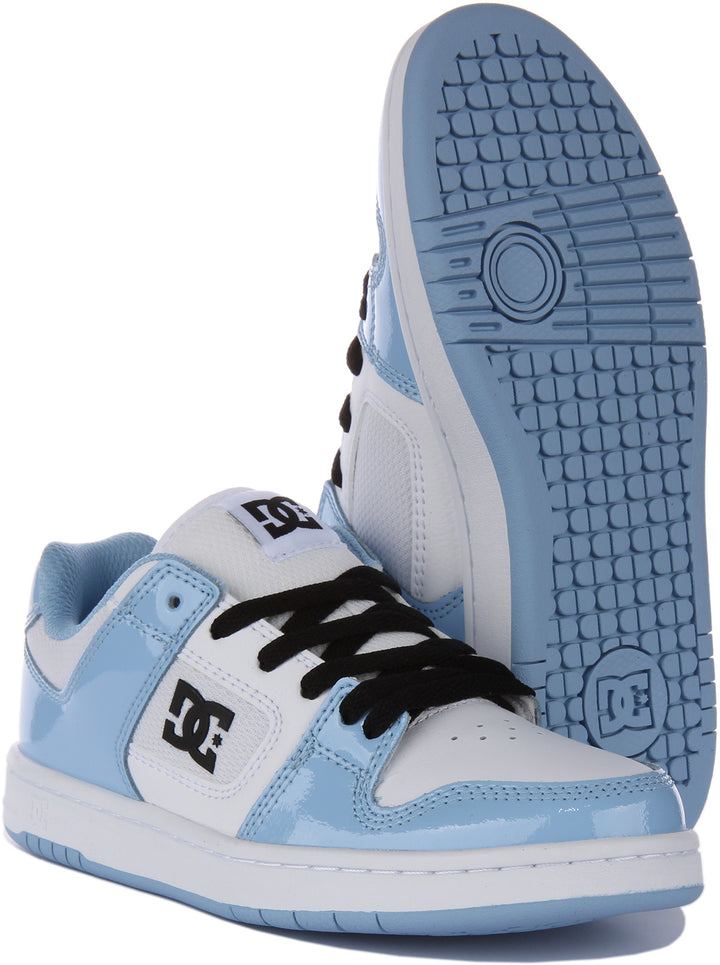 DC Shoes Manteca 4 Baskets à lacets en cuir pour femmes en blanc bleu