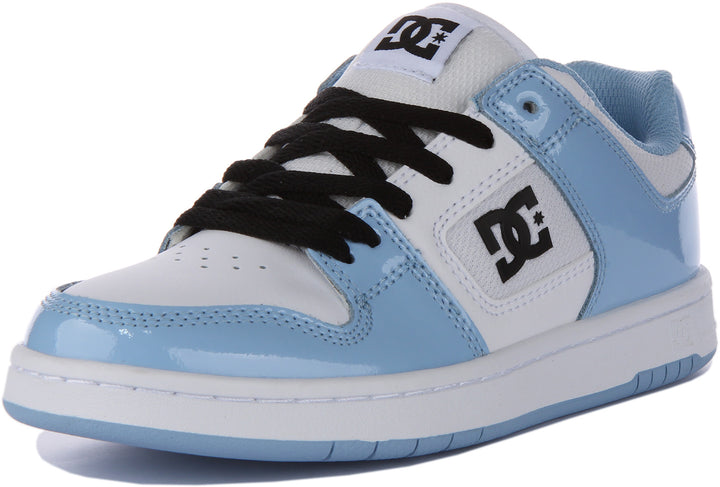 DC Shoes Manteca 4 Baskets à lacets en cuir pour femmes en blanc bleu