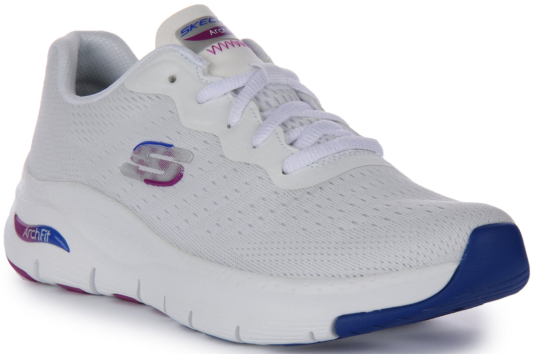Skechers Arch Fit fit In White Blue For Women