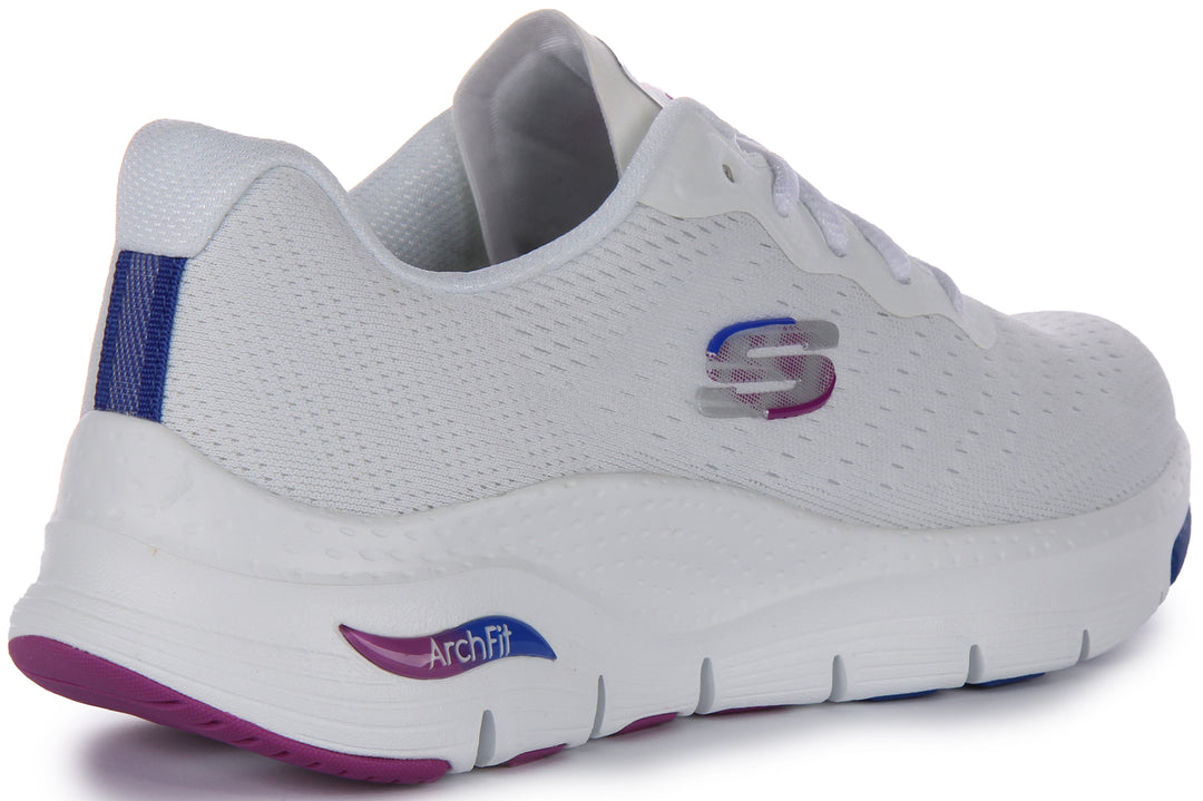 Skechers Arch Fit fit In White Blue For Women