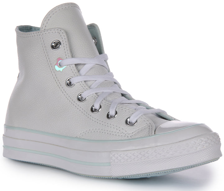 Converse Chuck 70 Hi Zapatillas de piel con cordones para en blanco azul