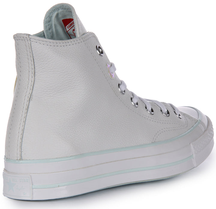 Converse Chuck 70 Hi Schnürung Leder Turnschuhe Weiß Blau