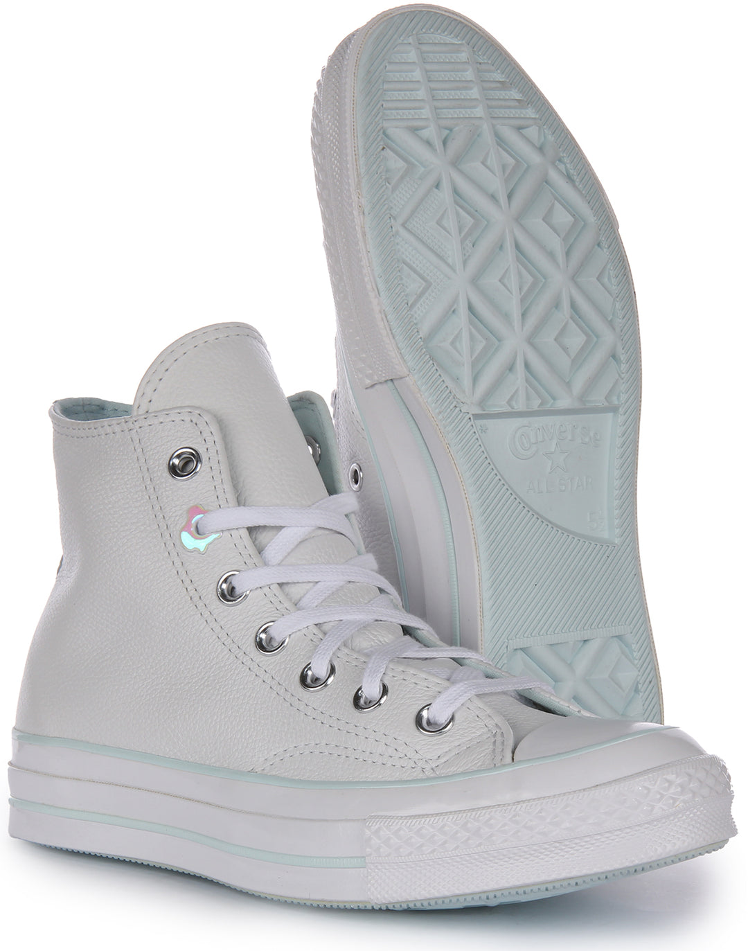 Converse Chuck 70 Hi Schnürung Leder Turnschuhe Weiß Blau