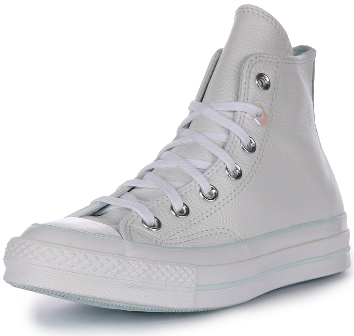 Converse Chuck 70 Hi Schnürung Leder Turnschuhe Weiß Blau