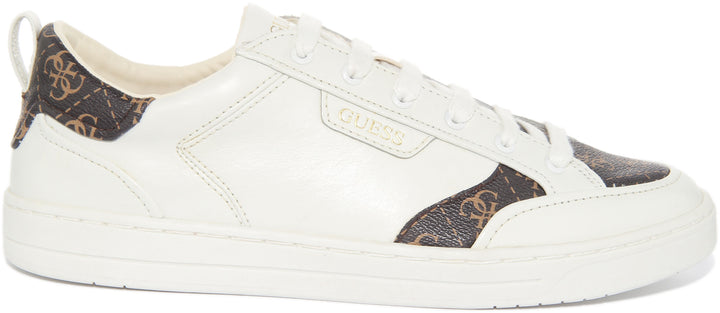 Guess Certosa Zapatillas de cuero sintético con cordones para hombre en blanco marrón