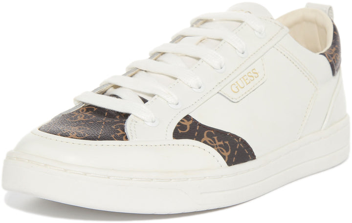 Guess Certosa Zapatillas de cuero sintético con cordones para hombre en blanco marrón