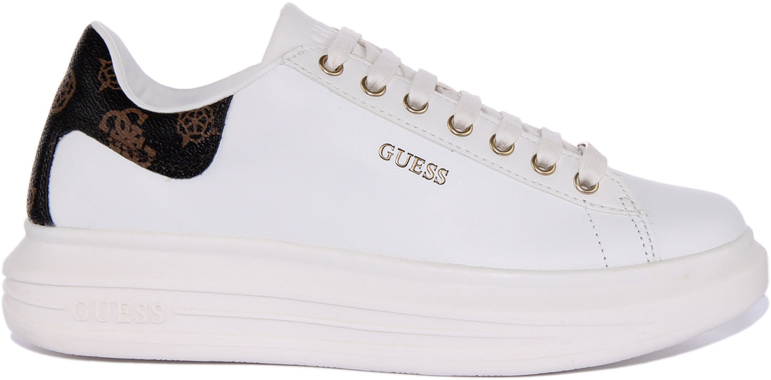 protesta aguja Kenia Guess Vibo In White Brown For Women | Salerno Lace up Thick Trainers –  4feetshoes