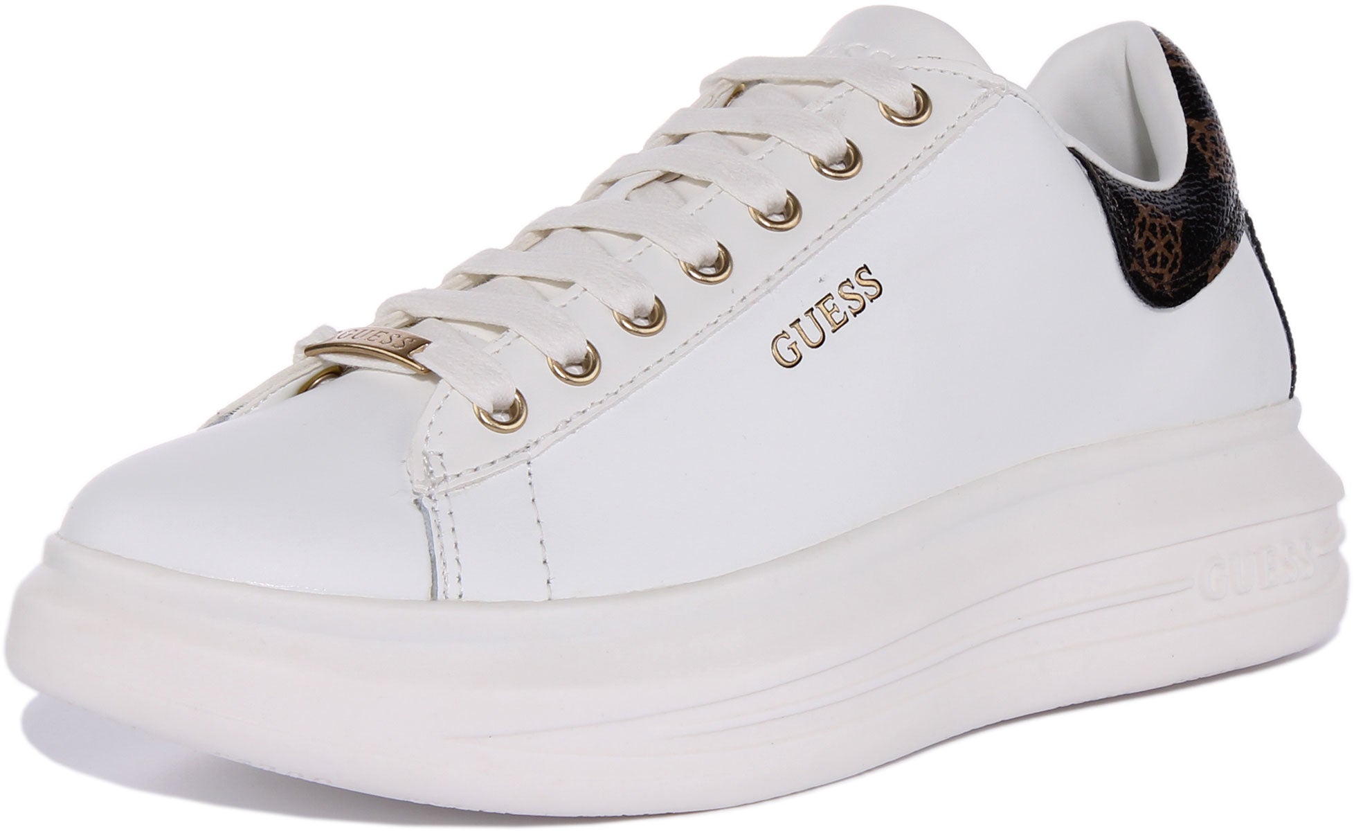 Guess Vibo In White Brown For Women Salerno Lace up Thick