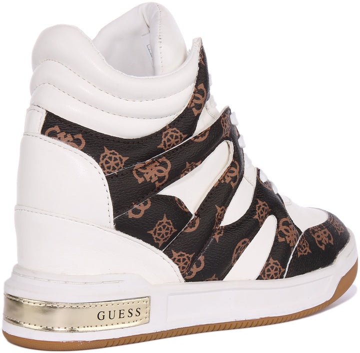 Guess Lisa Scarpe da ginnastica con zeppa in ecopelle da donna in bianco marrone